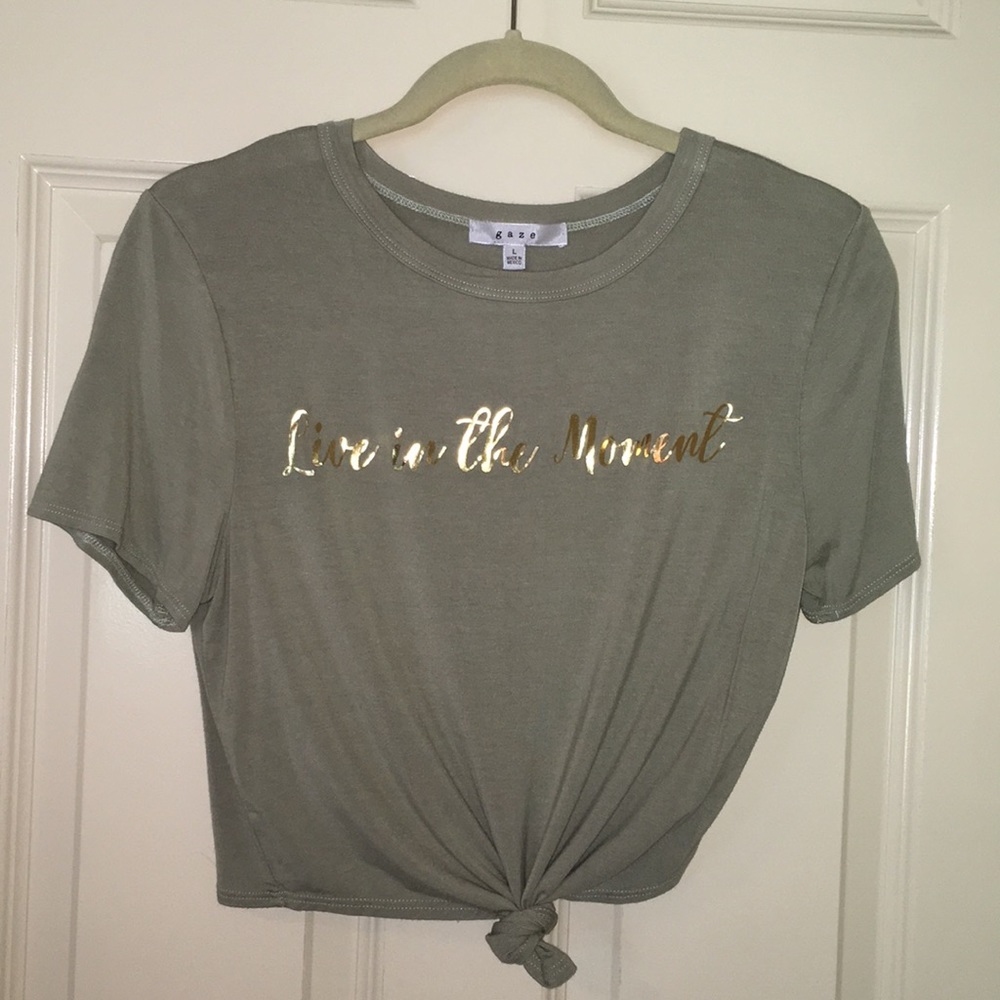 Olive green crop top t-shirt